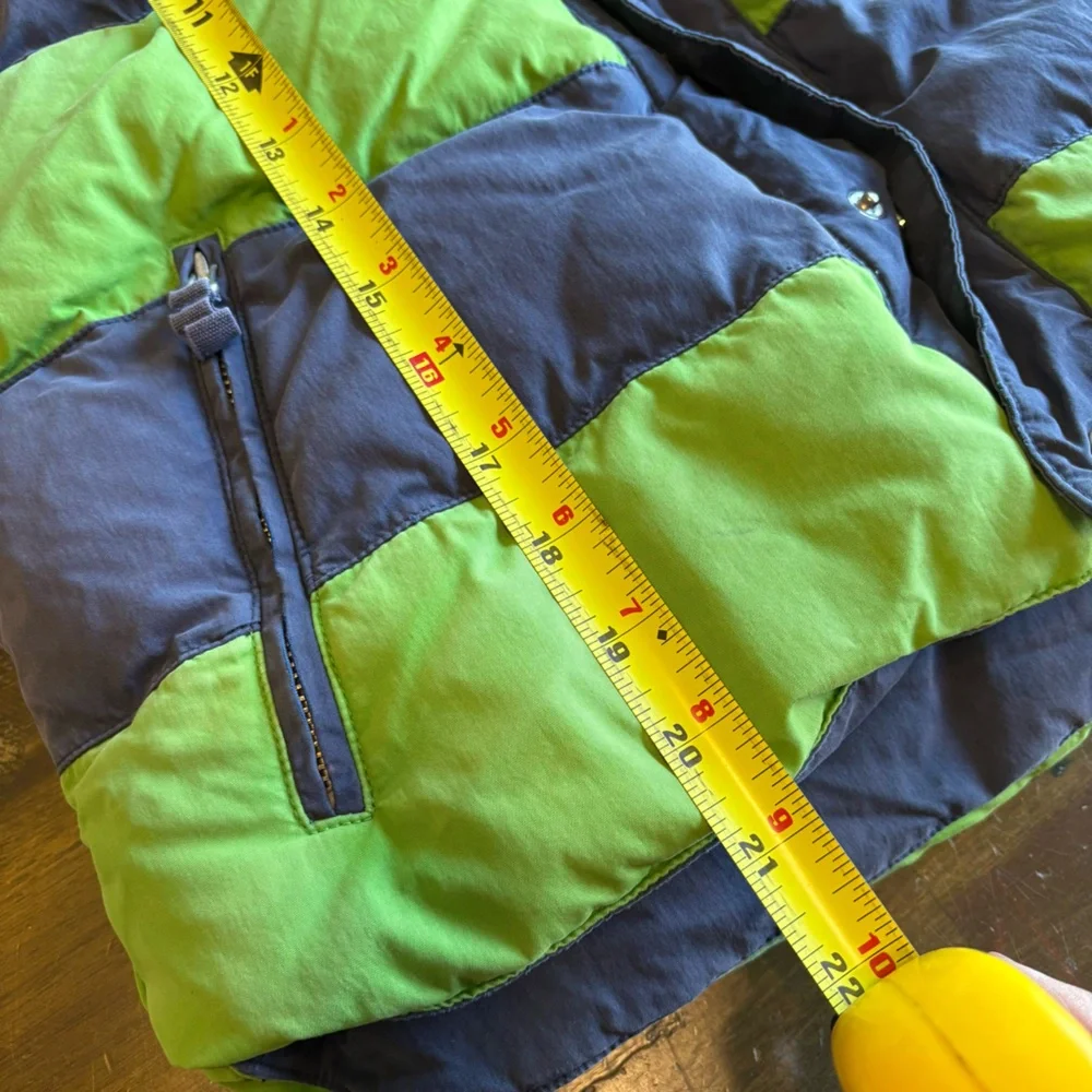 Y2K PINK VS Down Puffer Vest Quilted Reversible Blue Green Stripe Crest XS S VTG